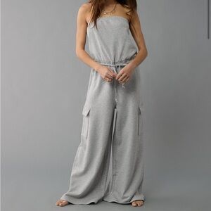 American Eagle Tube Top Cargo Jumpsuit